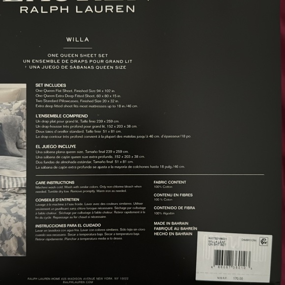 Ralph Lauren bedding, queen sheet set - Picture 4 of 5